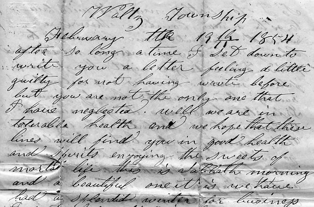 1854 Letter from Bennett Strait to Henry Oyler part 1
