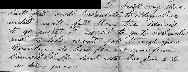 1854 Letter from Bennett Strait to Henry Oyler part 2
